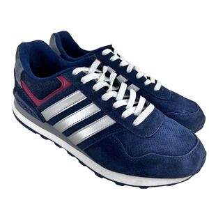 Adidas Neo 10k Trainers Navy Blue Red Silver Athletic Shoes Men's Size 9.5